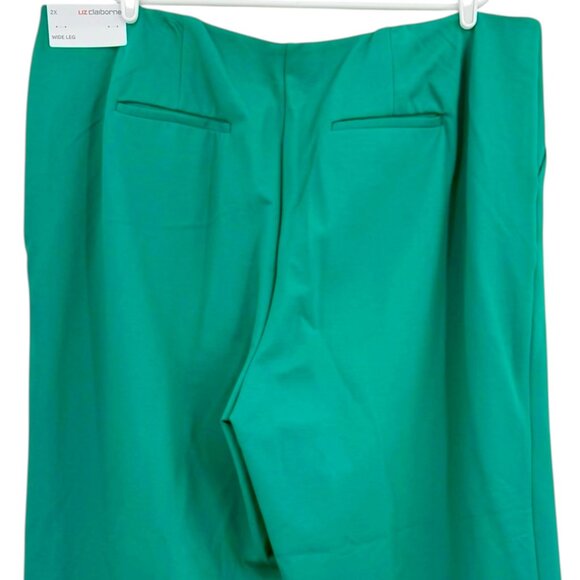 Liz Claiborne Women's Pull-on Stretch Wide Leg Emerald Green Pants Size 2X NWT - Picture 4 of 12
